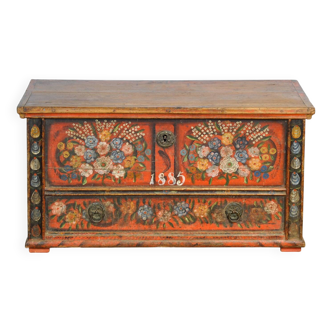 Folk art bridal chest, 1885