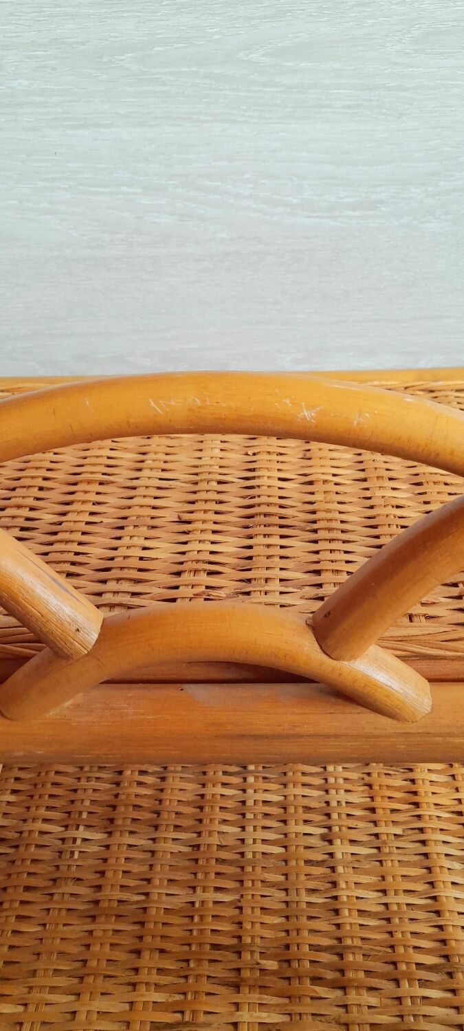 60s rattan bedside table