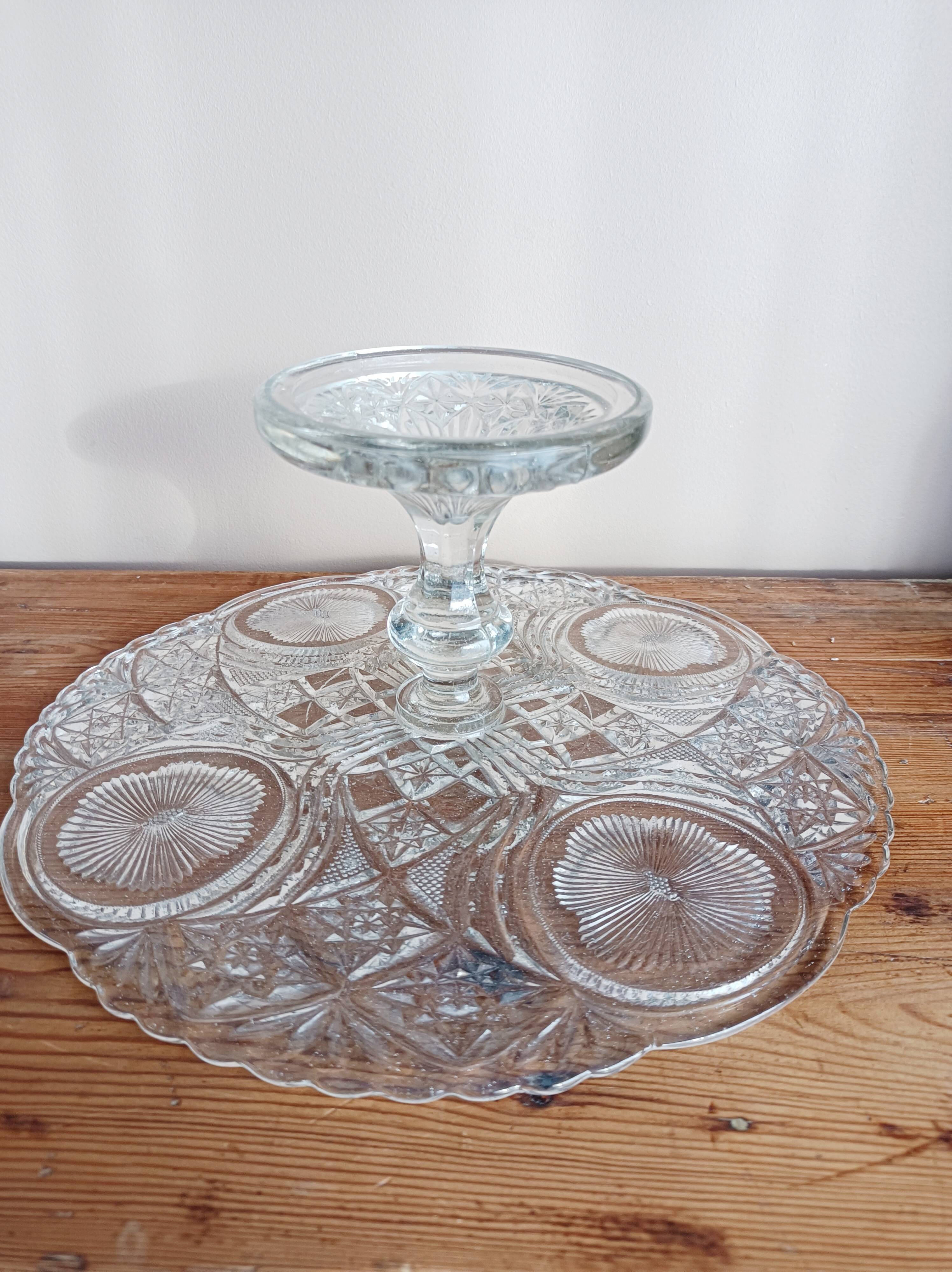 Cut glass cake stand