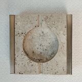 Travertine and brass ashtray