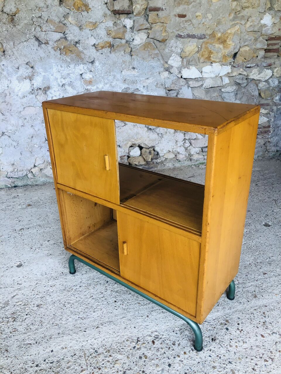 Mid-Century Vintage Storage Cabinet on Metal Legs