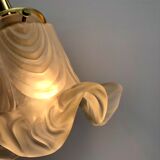 Gold bent applique vintage glass tulip