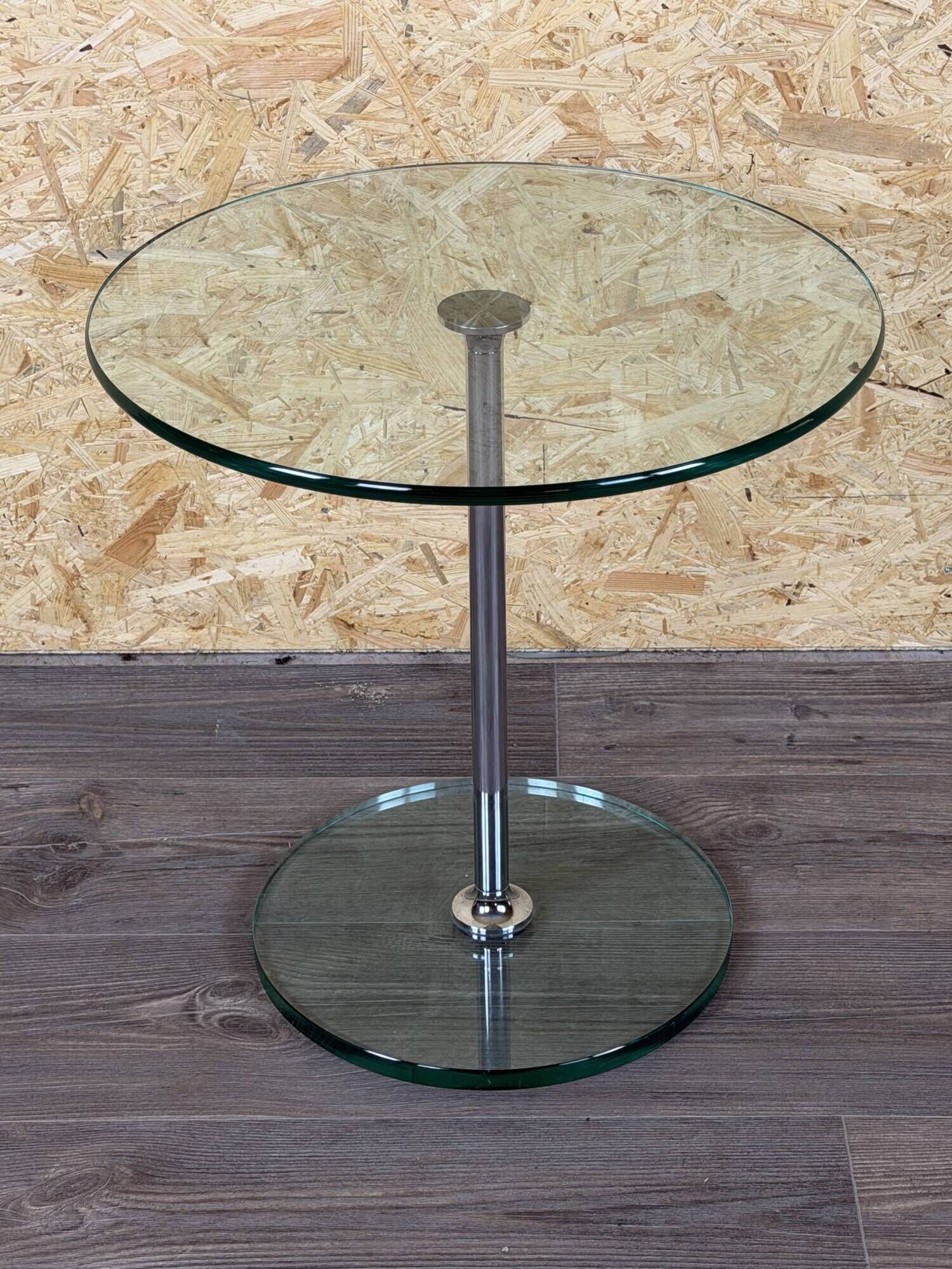 1970s 1980s Coffee Table Side Table in Chrome and Glass Space Age Design
