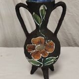Two-handled vase with enamelled floral decor