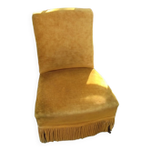 Fauteuil rapaud en velours moutarde