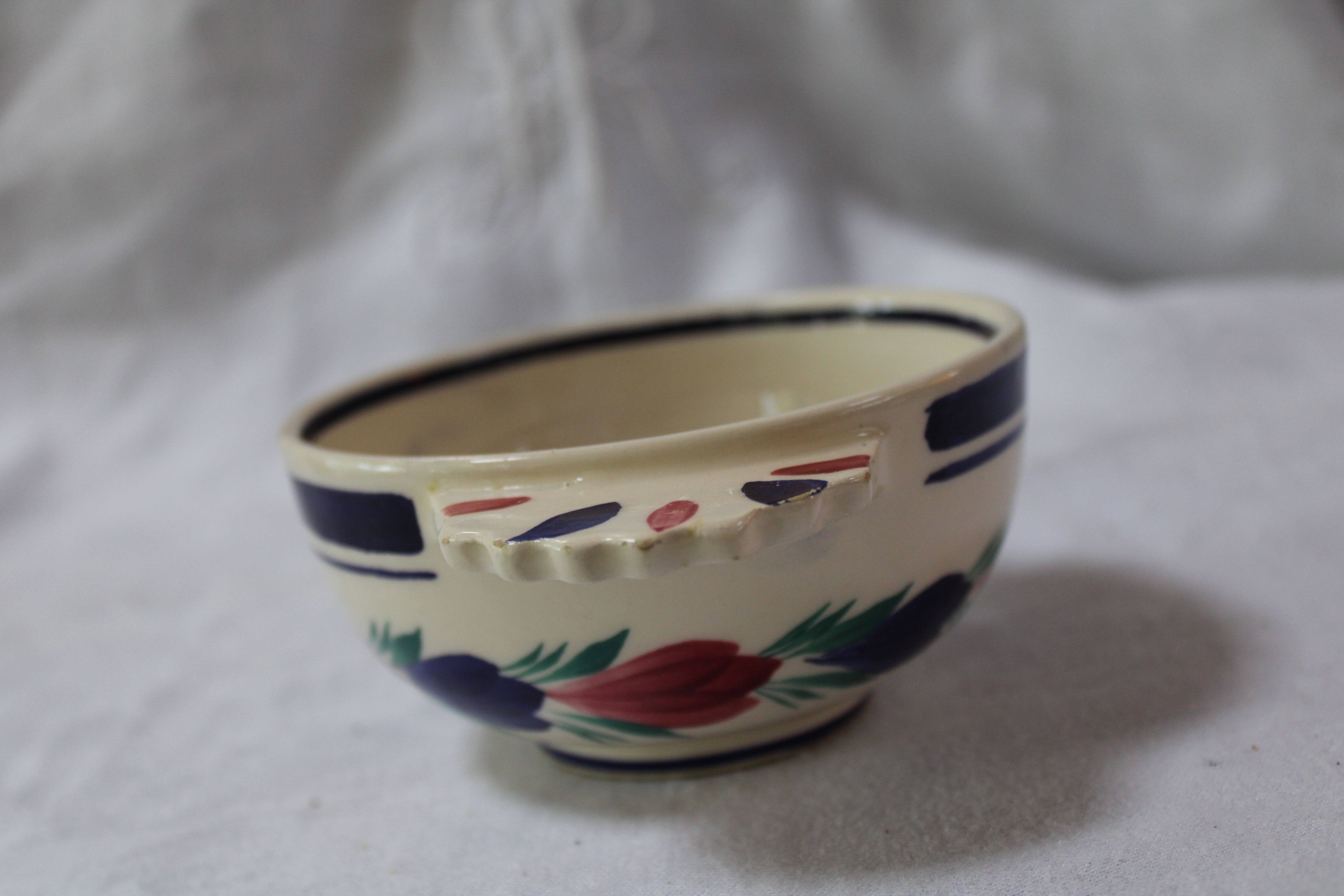 Ceramic eared bowl signed HB Quimper