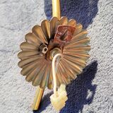 Appliques à rosace en laiton et verre transparent vintage