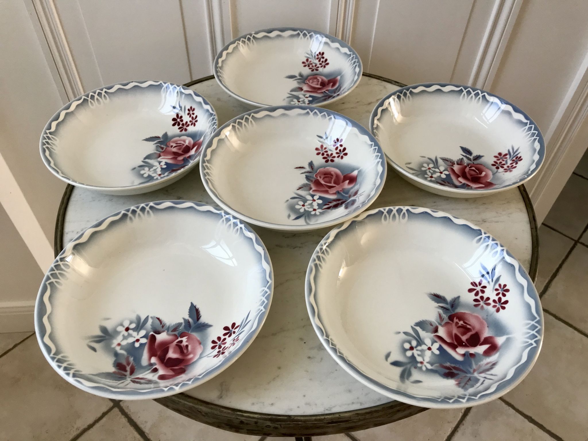 Lot of 6 hollow plates cap digoin sarreguemines model "lot" 30s