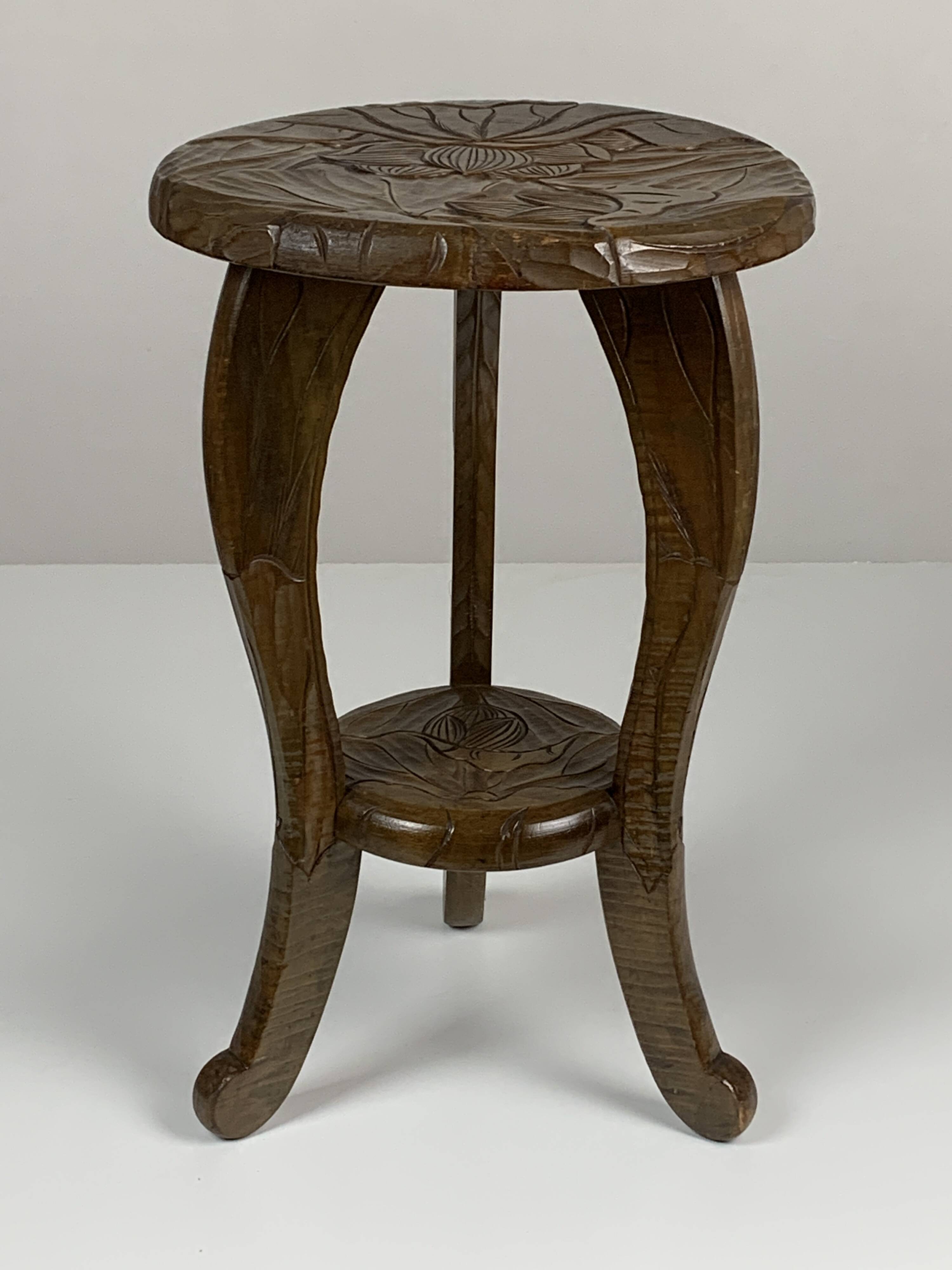 Arts & Crafts Japanese Hand Carved Side Table for Liberty London, 1905