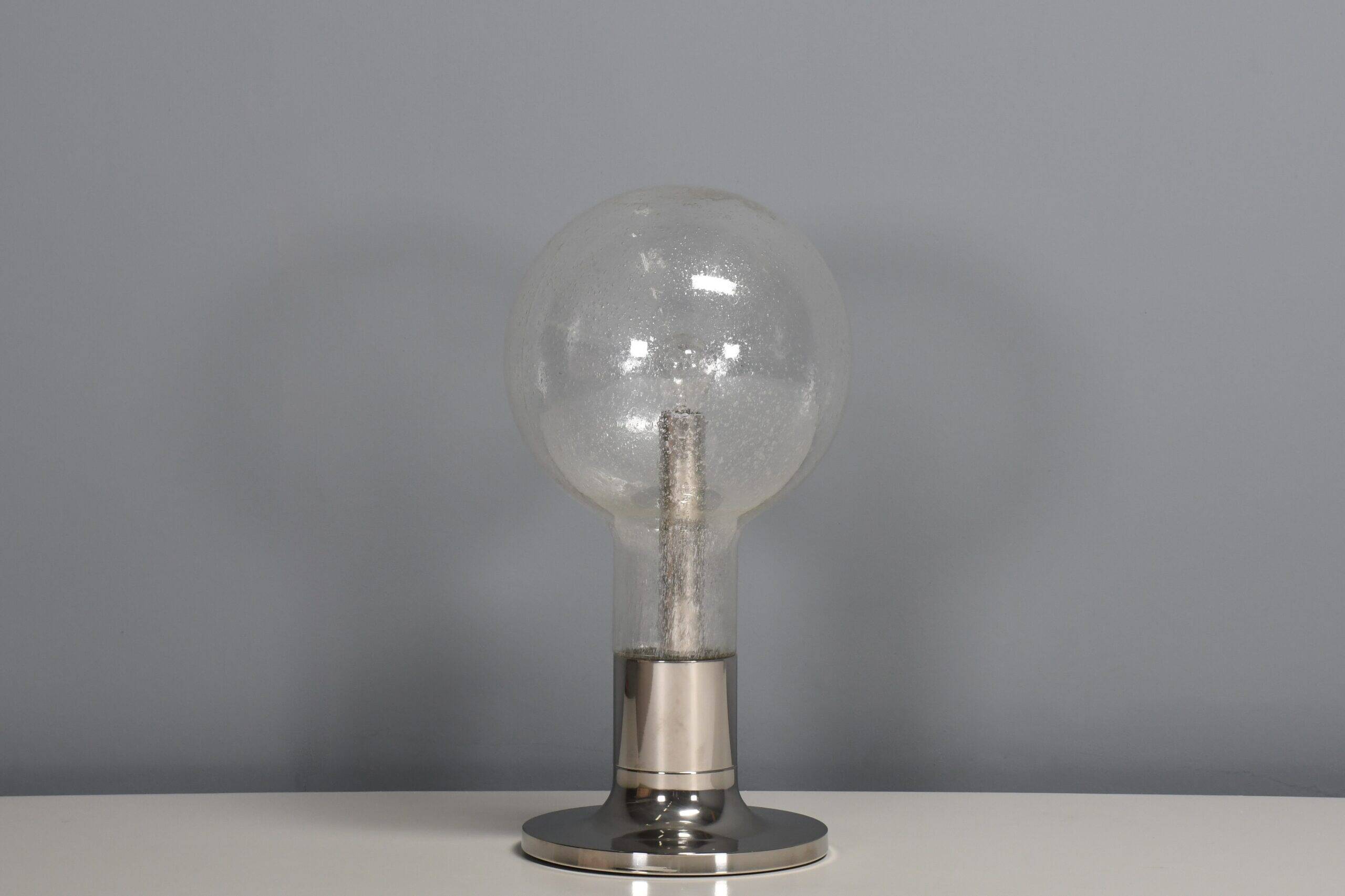 Large chrome and glass table lamp Temde, Switzerland, 1960s