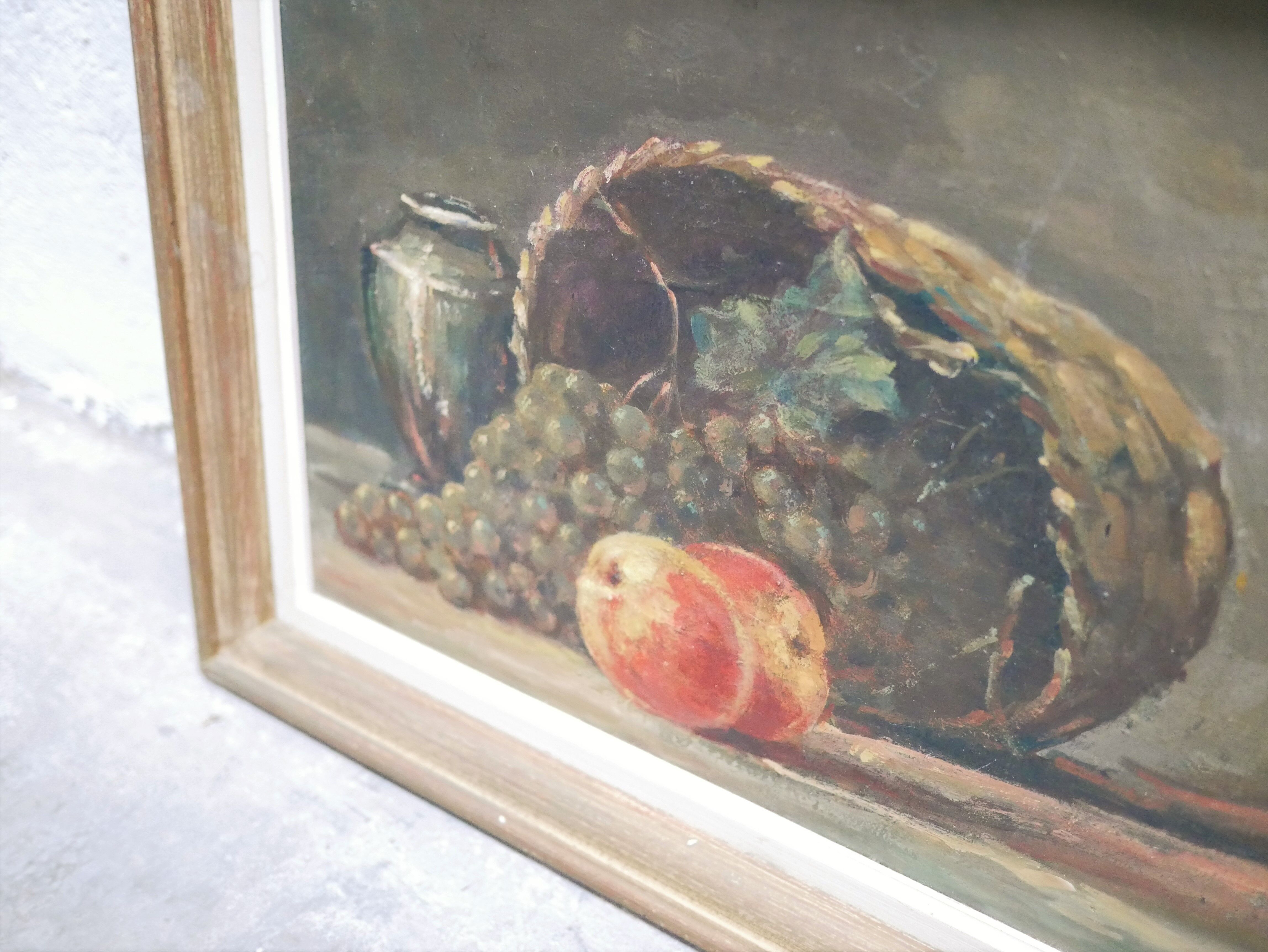 Old painting, still life, oil on panel