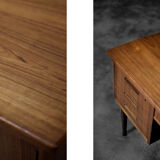 Vintage classic mid-century danish scandinavian modern teak bilateral desk, 1960s
