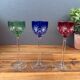 Set of 8 Coloured Cut Crystal Liqueur Glasses