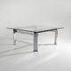 Table basse carrée en verre et acier, années 1970