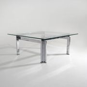 Square coffee table in glass and steel, 1970s