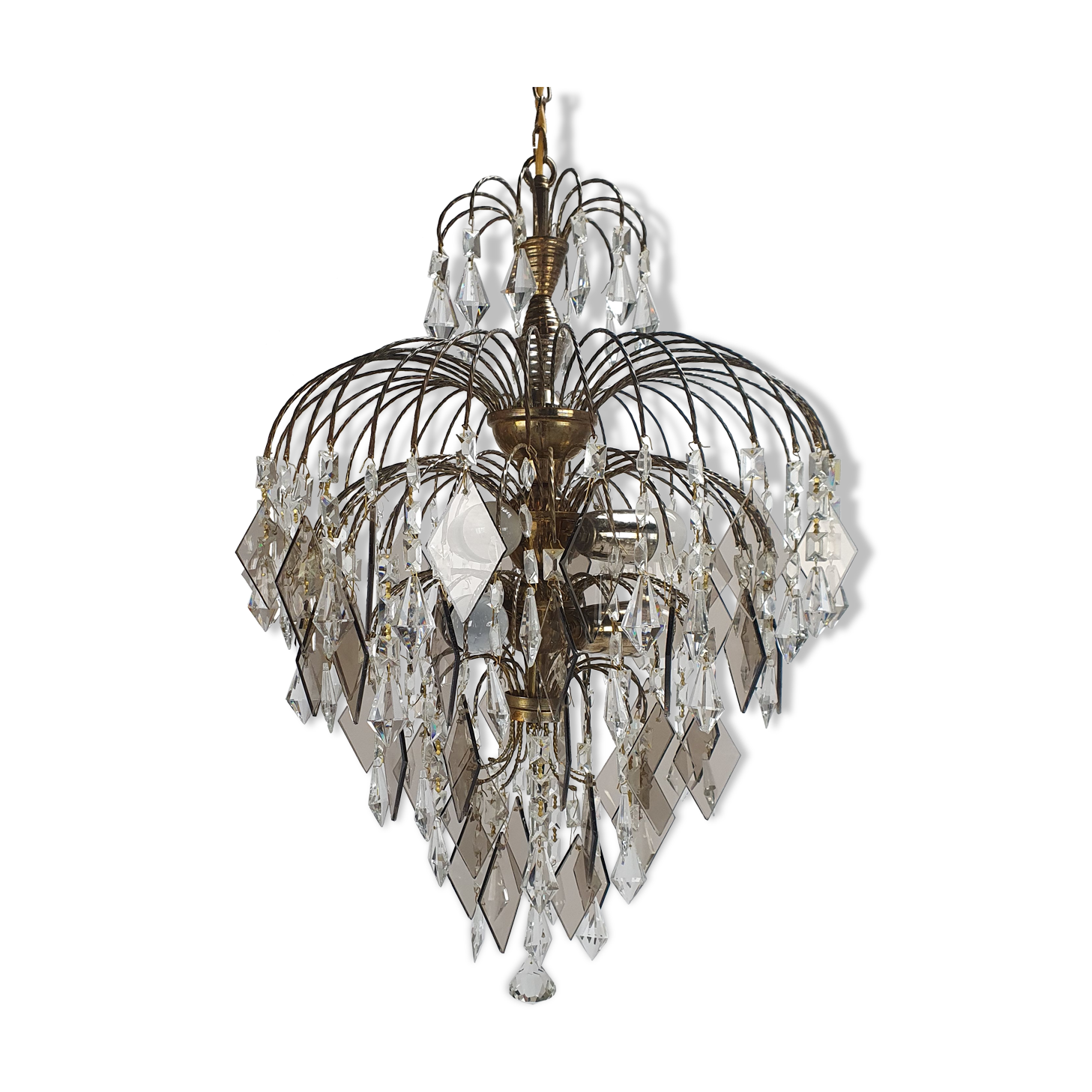 Hollywood Regency cristal and glass chandelier, 1970s
