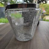 Ice bucket in silver-plated metal and crackled glass