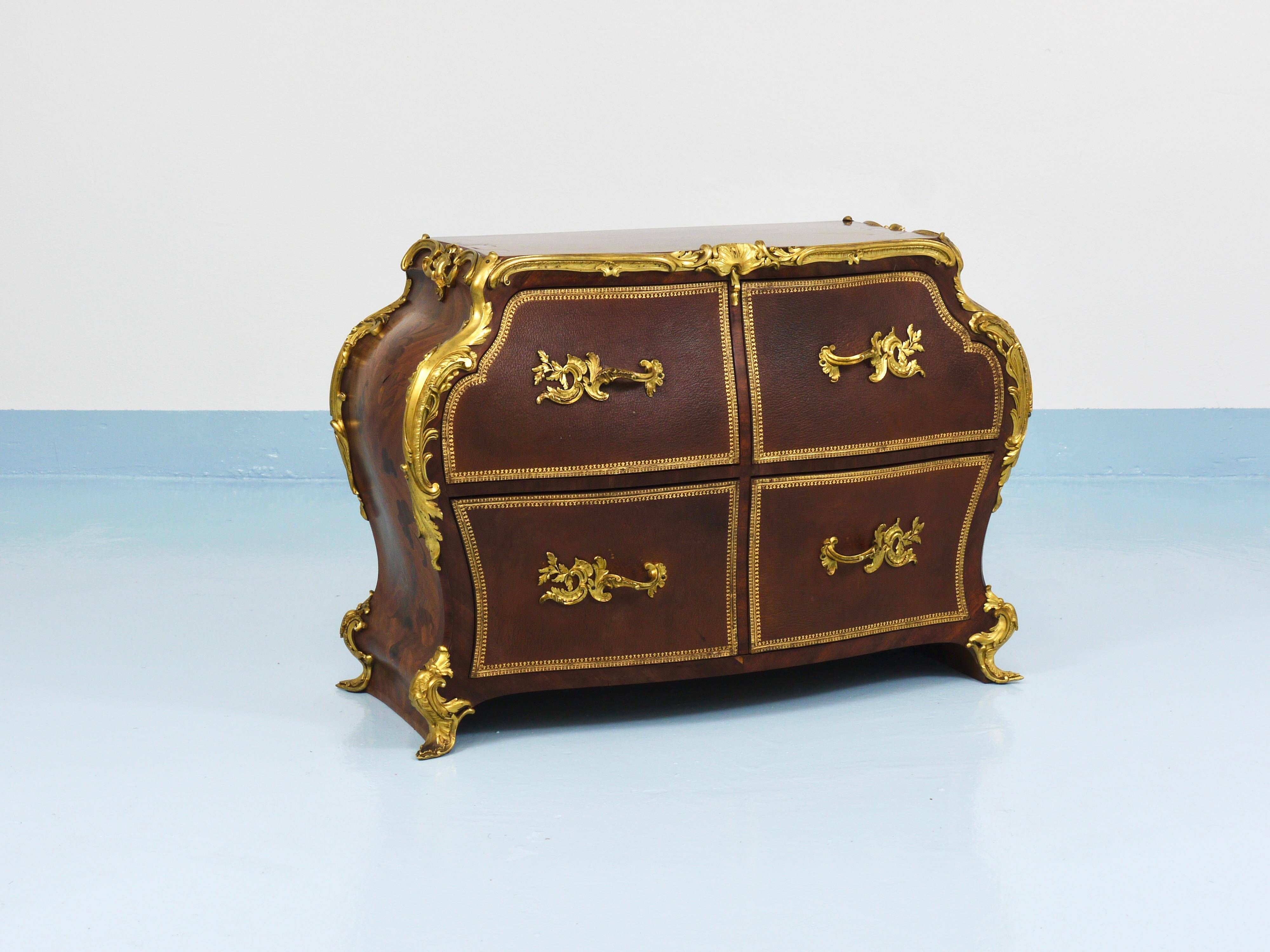 G. Durand Louis XV Bombe Commode, Marquetry, Gilt Bronze, 1880, Paris, France