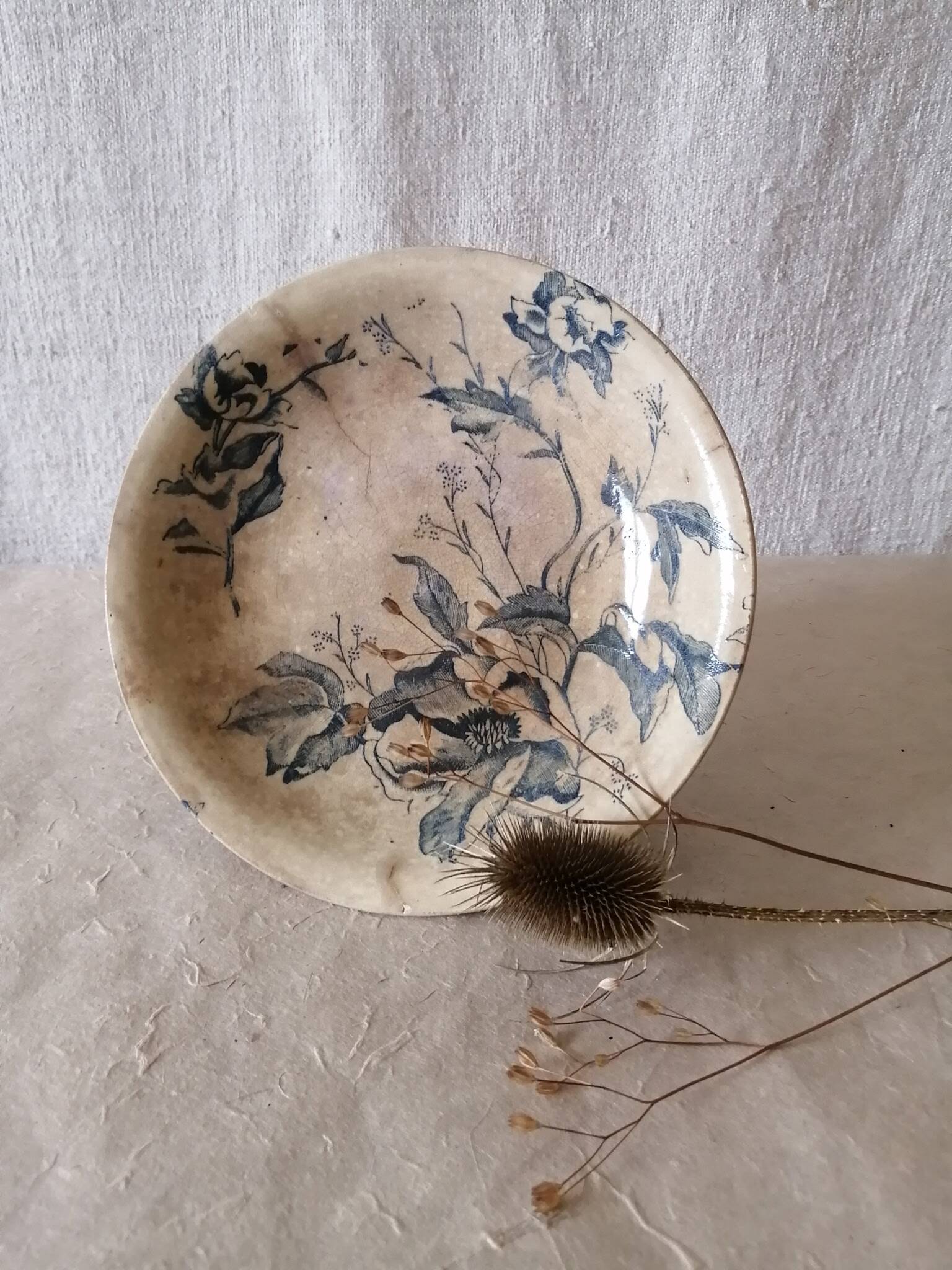 antique compote dish with floral decoration, diameter 21 cm