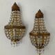 Pair of hot air balloon wall lamps with crystal and brass grapevines