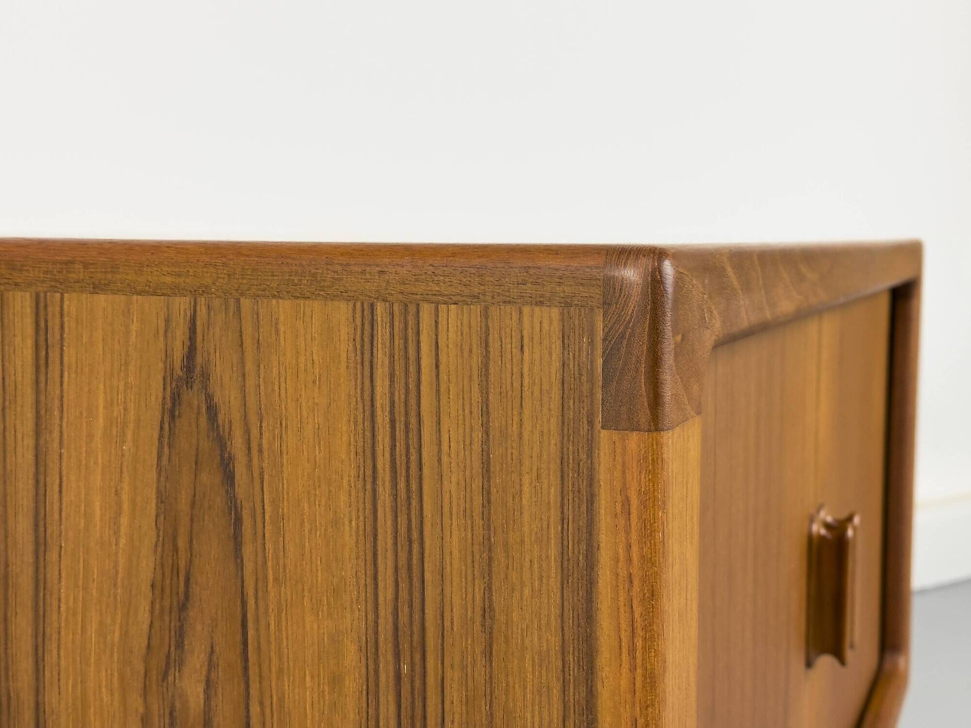 Low Teak Sideboard with Tambour Doors from CFC Silkeborg, 1970s