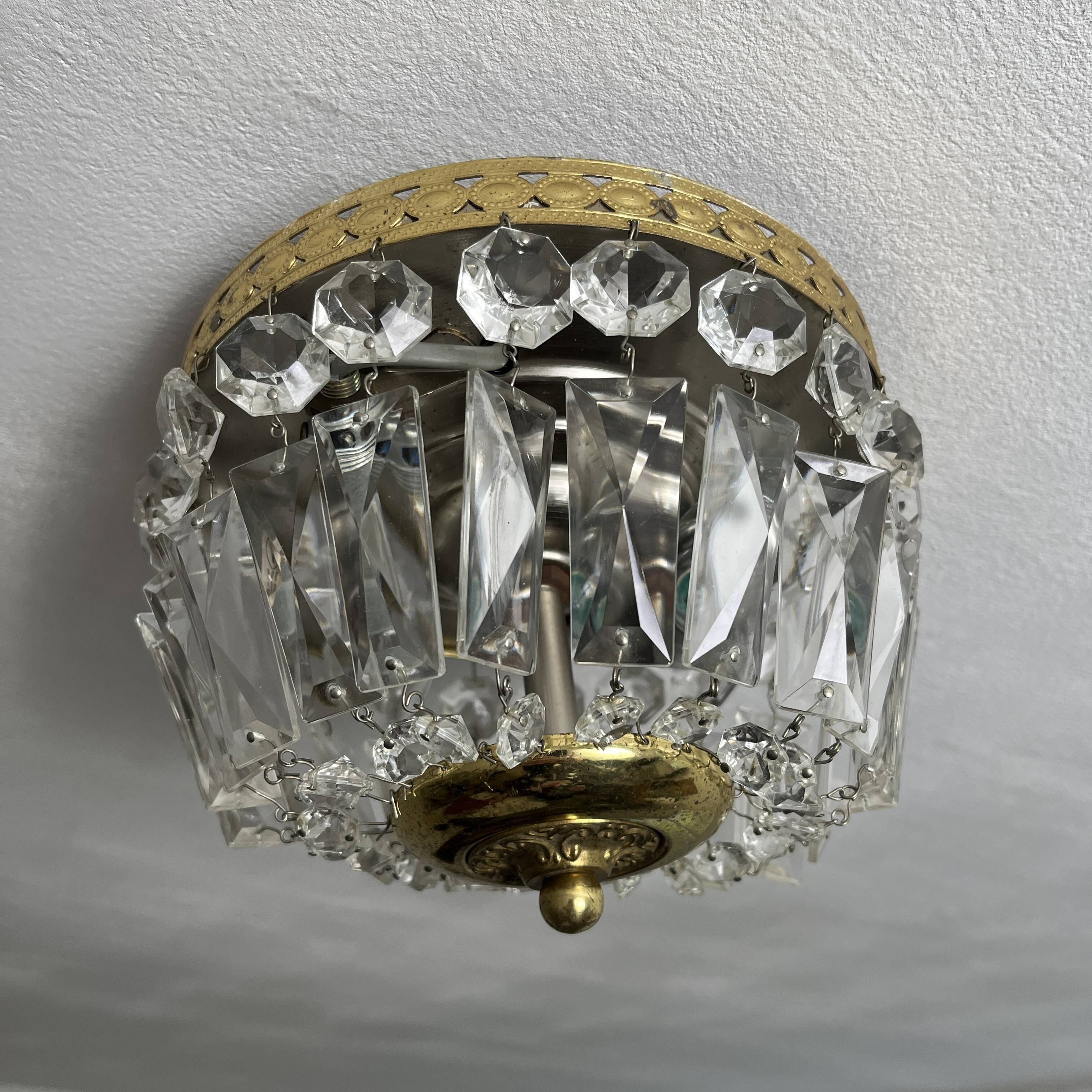 Deknudt 2-light golden brass glass pendant basket ceiling light