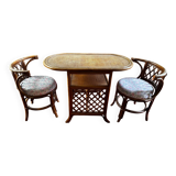 Vintage rattan table and chairs 1970