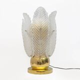 Mid-century Modern Brass and Murano Glass Big Table Lamp by Mazzega
