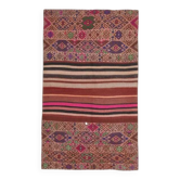 Tapis couloir vintage turc Oushak fait main en laine et coton rose des années 1970 103x171