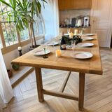 Solid wood farmhouse table with 2 extensions