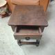 Small stool, side table or bedside table in solid wood with turned legs.