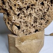 Sculptural lamp in openwork mineral concretion, brutalist style – 42 cm