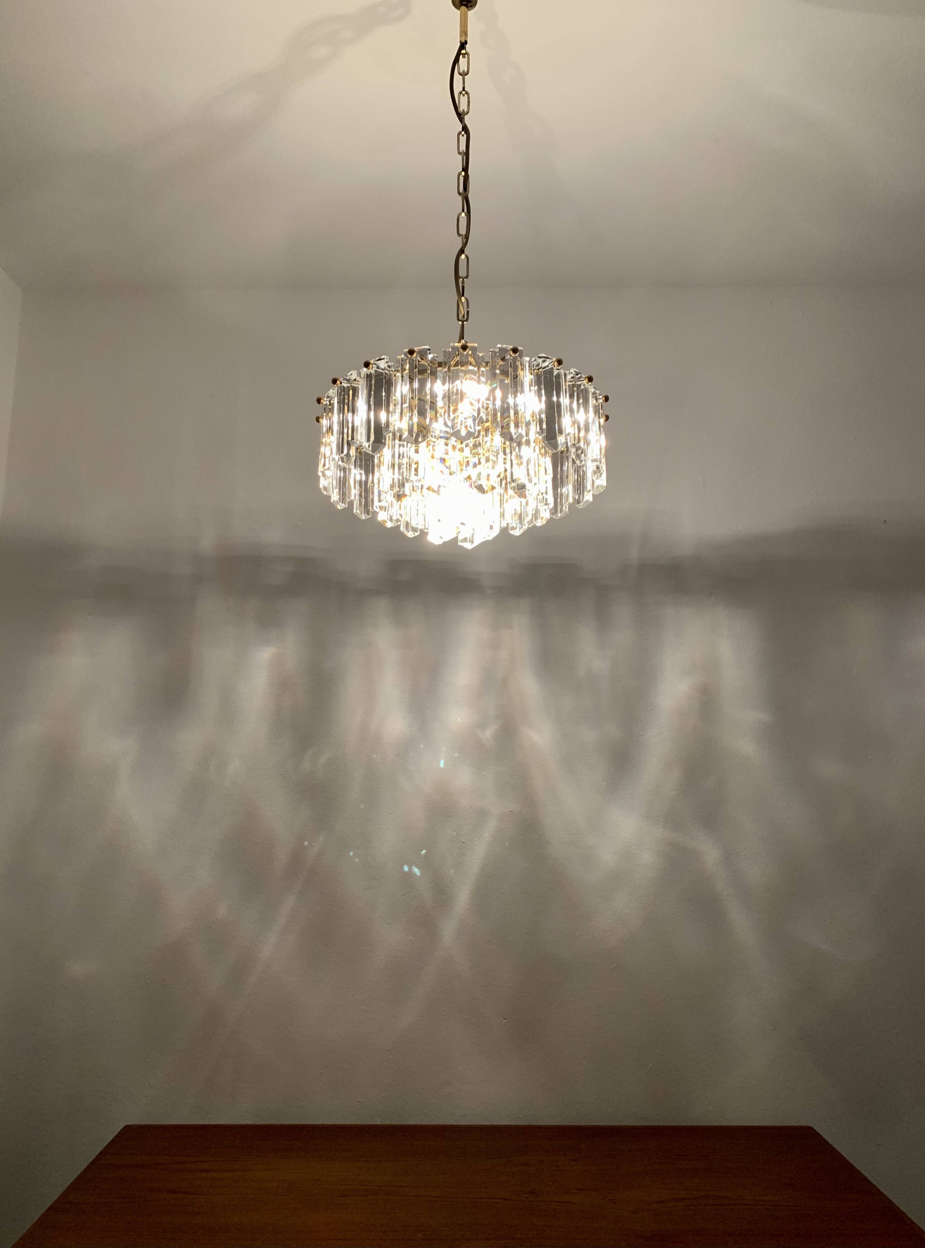 1 of 2 Crystal Glass Chandelier by J.T. Kalmar