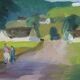 Paysage moderne suédois, années 1960, huile sur toile, encadré d'Axel Hamborn (1892-1971)