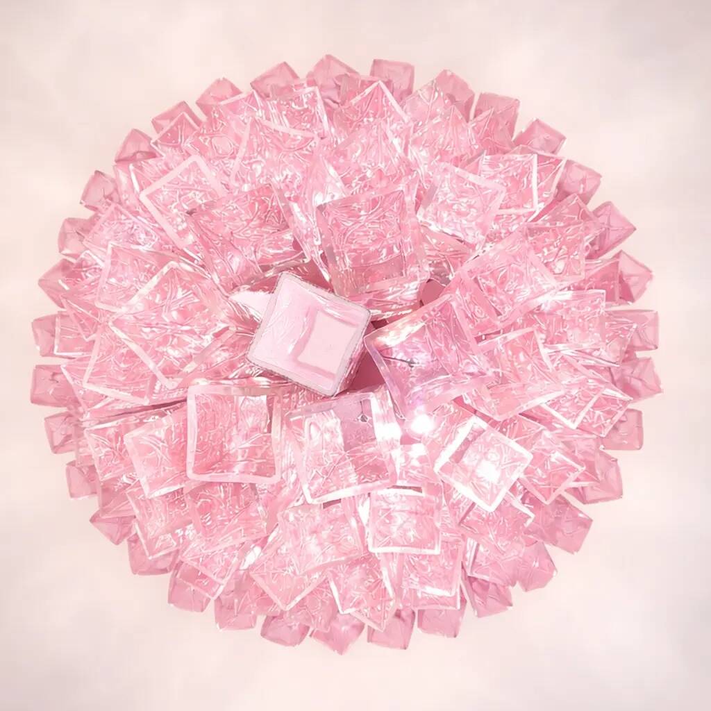 Contemporary Pink ‘Square Tubes’ Murano Glass Chandelier