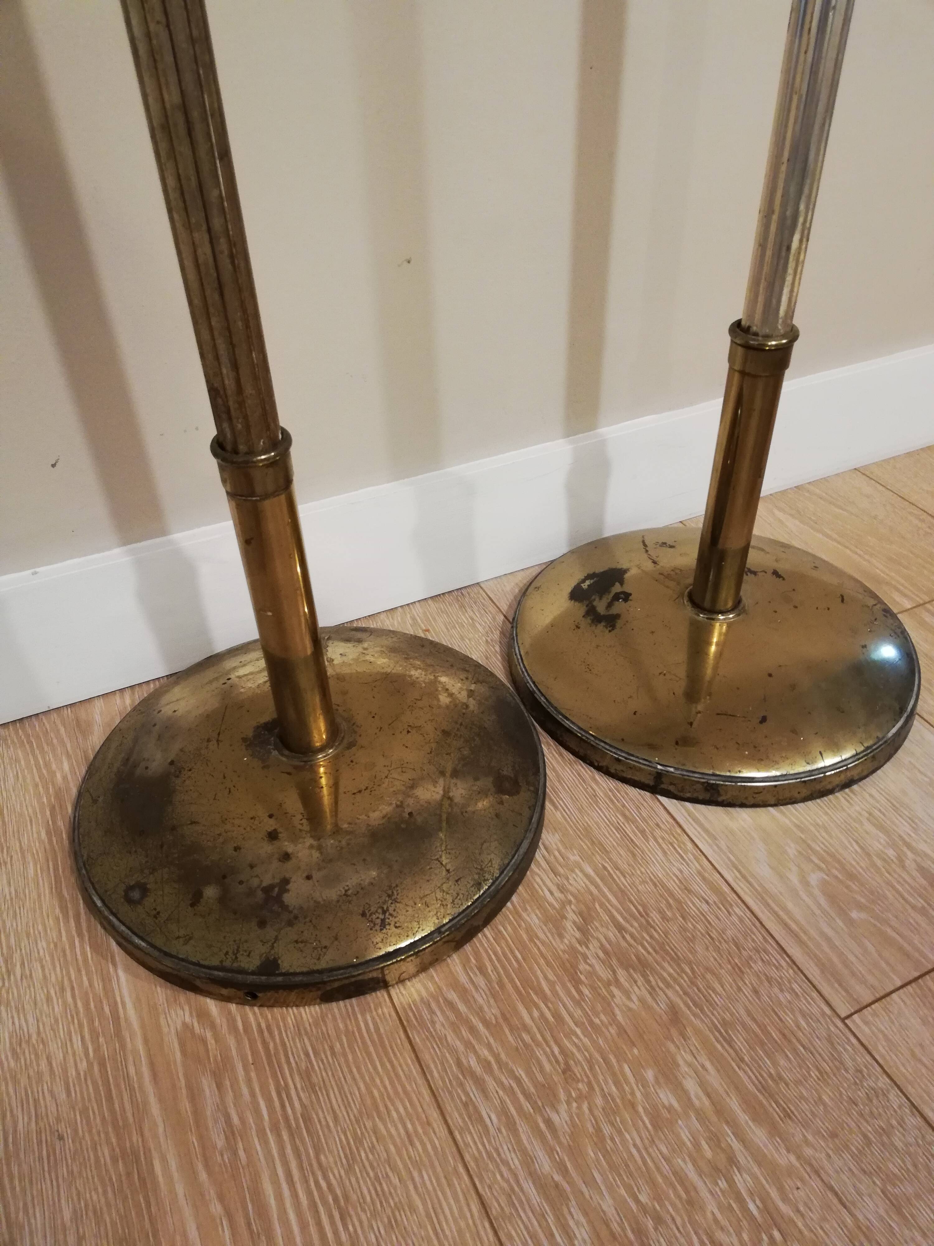 Pair of milked art deco metal lampposts