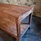French antique work table in pitch pine – large workshop / draper's table, early 20th century