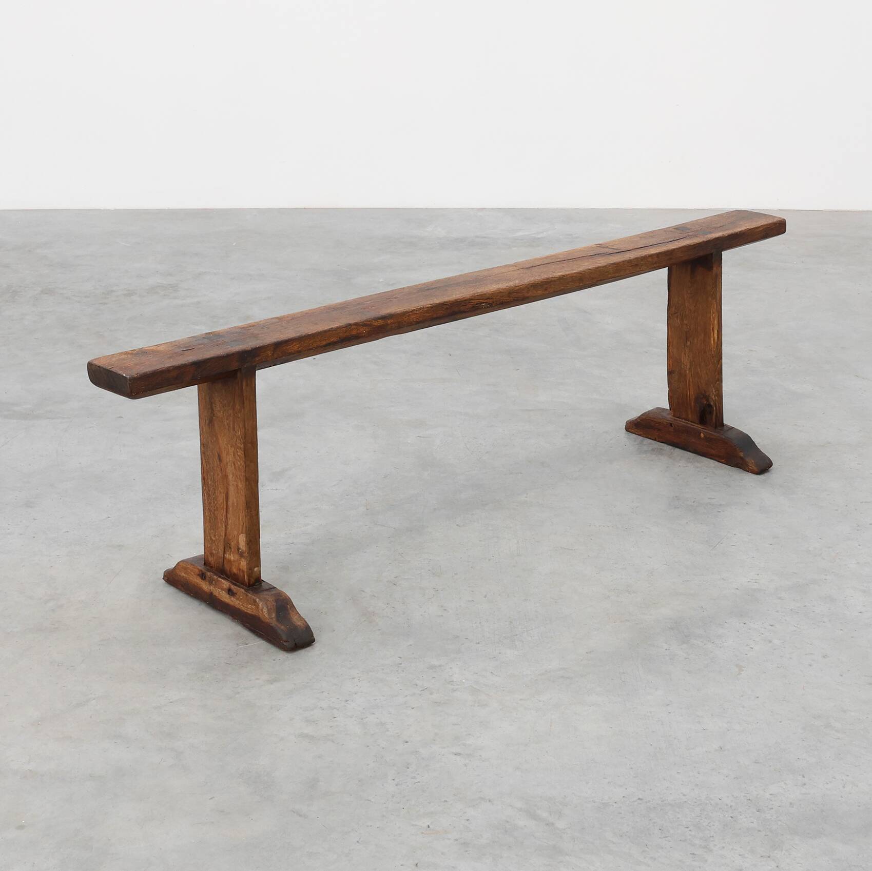 Rustic farmhouse bench in oak, France ca. 1820