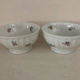 2 Antique Faceted Bowls with Small Flower Pattern PL France
