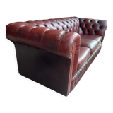 Burgundy leather chesterfield sofa