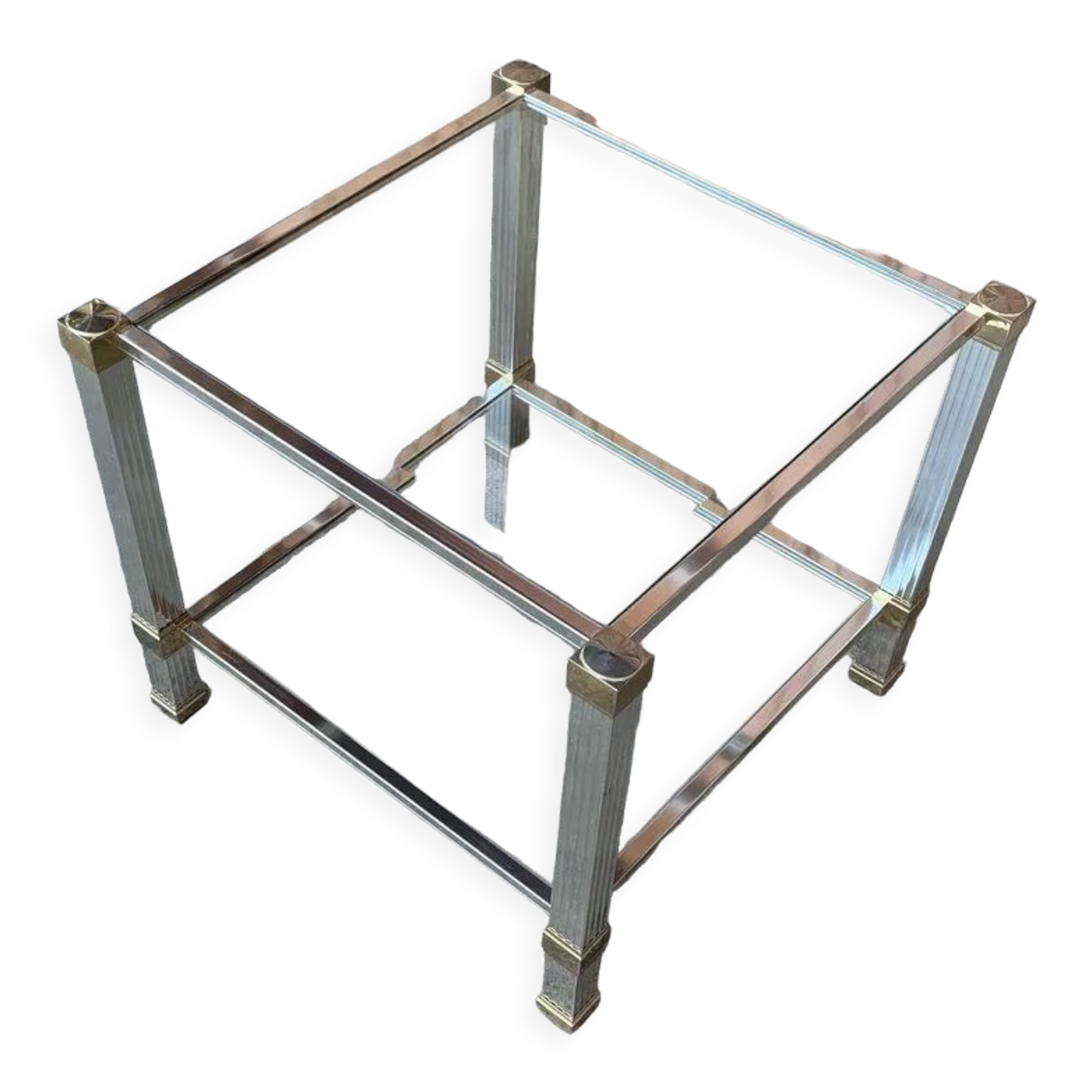 Vintage Brass and Chrome Coffee Table by Pierre Vandel, Paris, 1970s