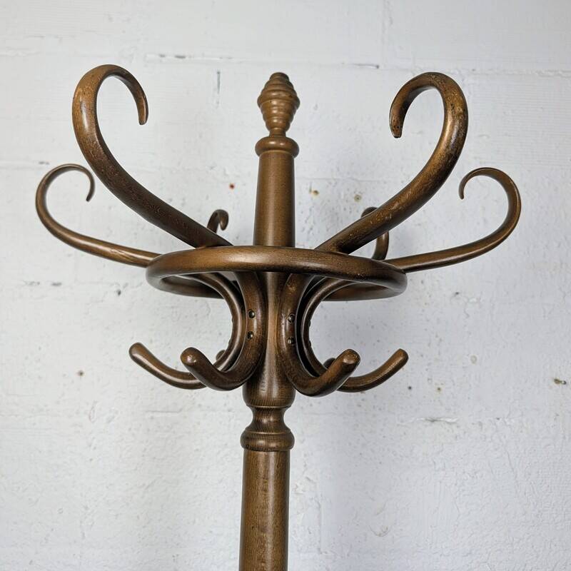 Curved wooden parrot coat rack bistro