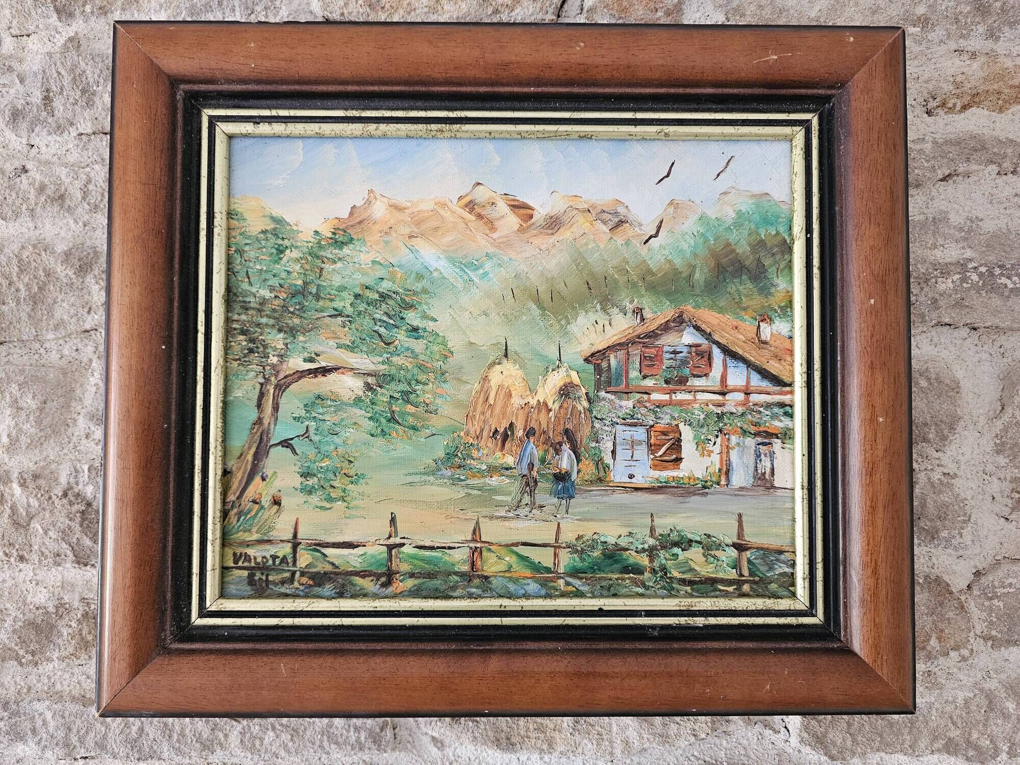 Tableau Huile sur Toile Ferme du pays Basque signé Gil Valota