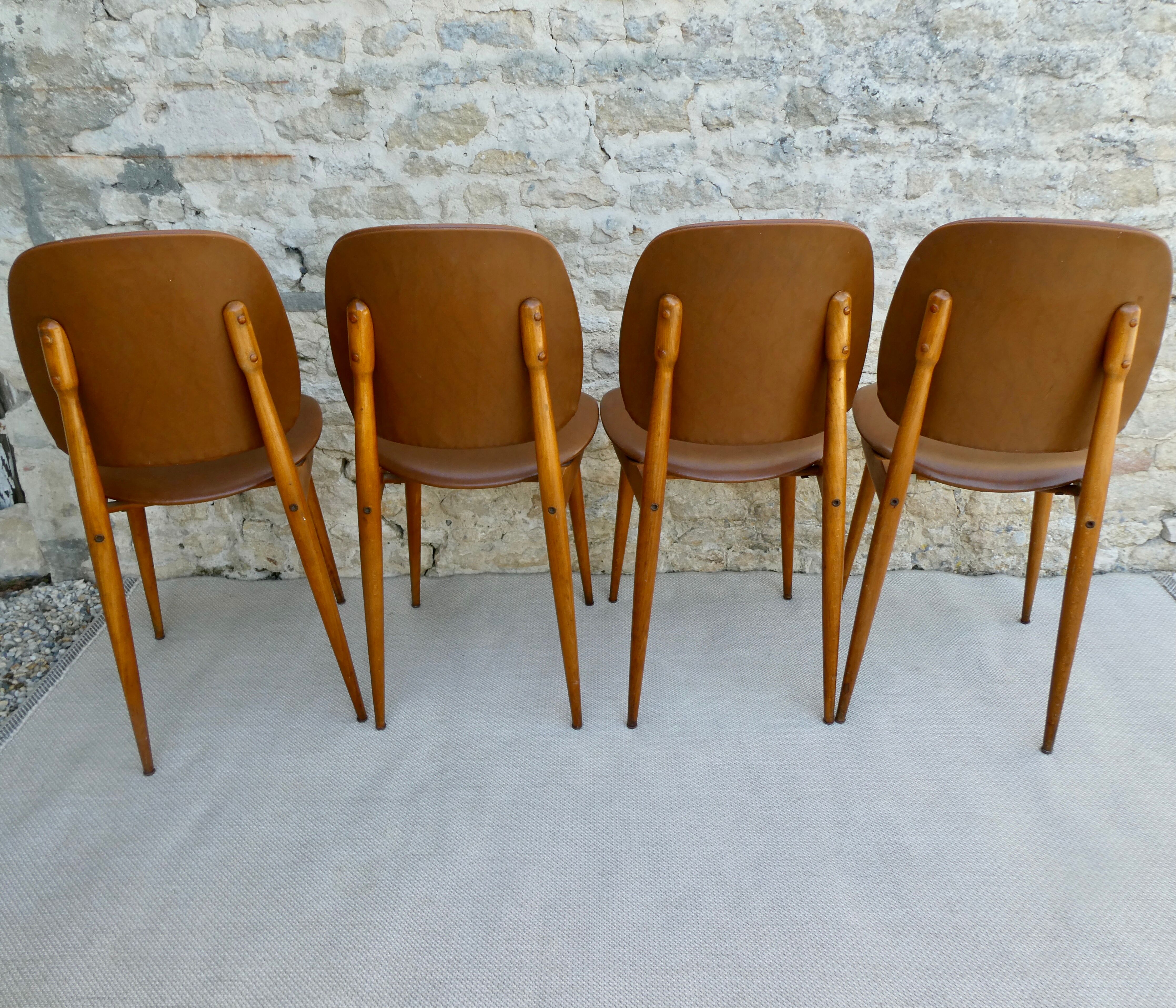 4 Baumann chairs, 60s