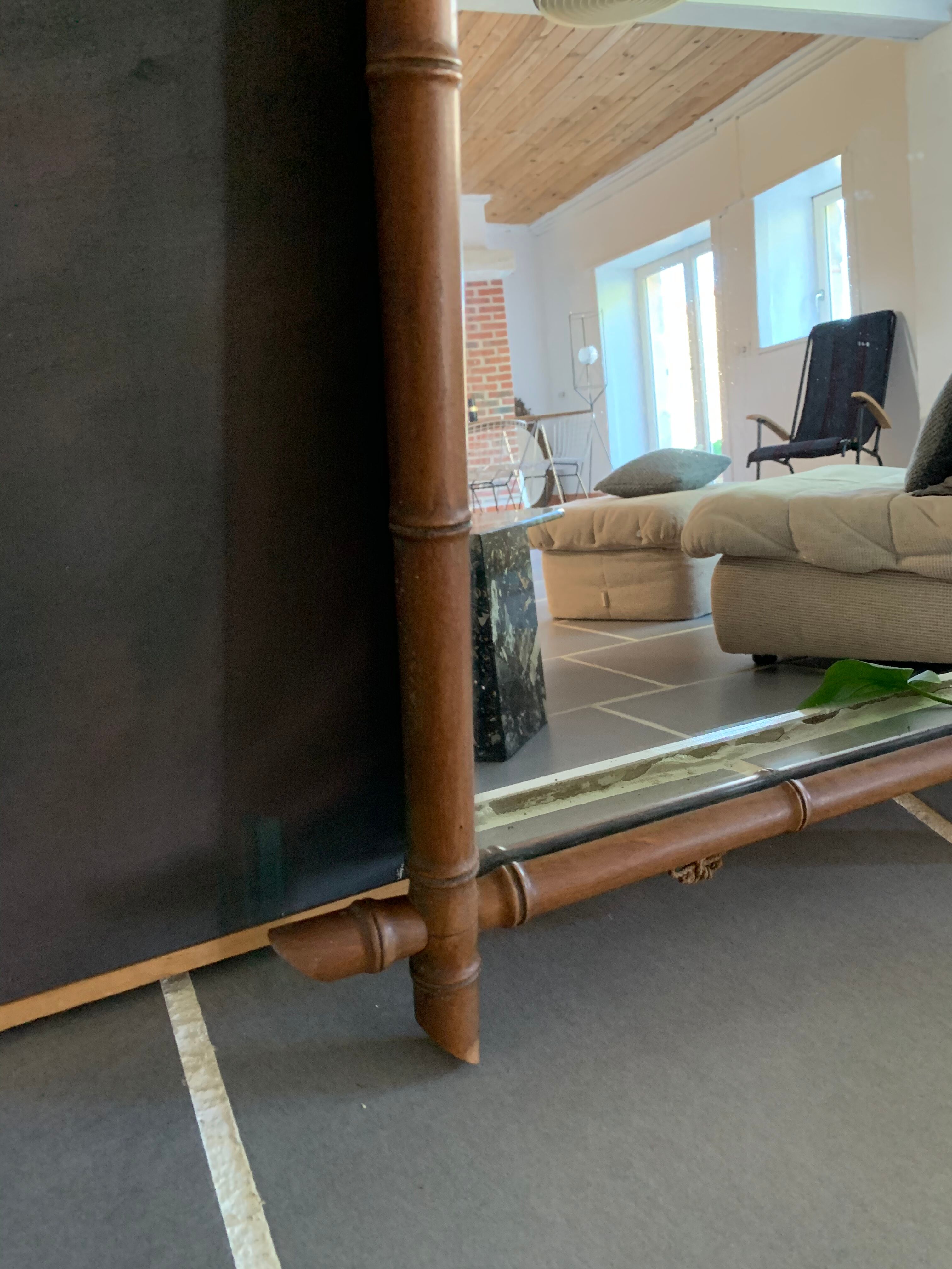 Old wood mirror turned bamboo style