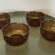 4 Vintage Lever Textured Amber Glass Bowls