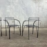 Set of 4 silver moon armchairs by Pascal Mourgue for Fermob