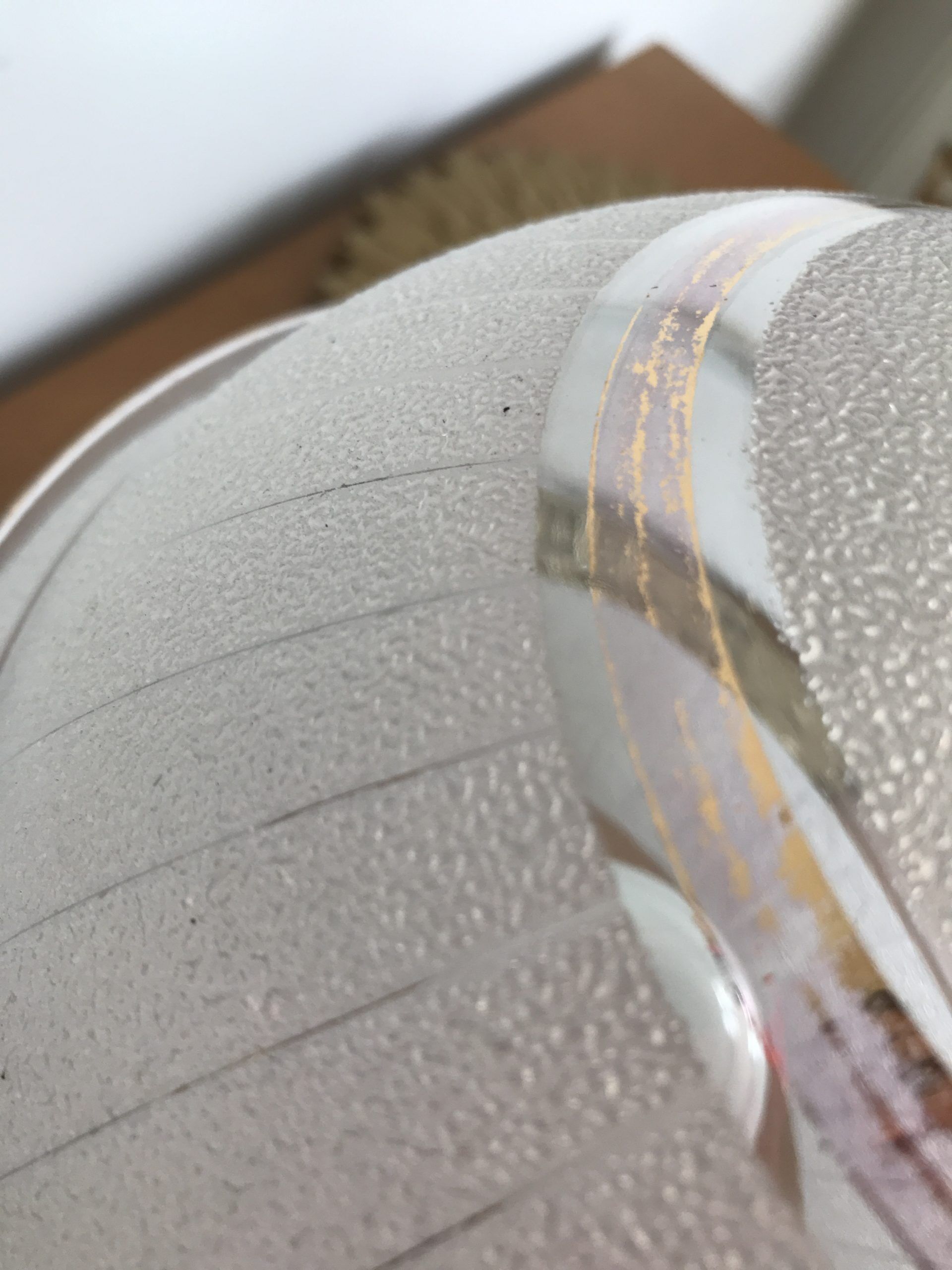 Globe old art deco table lamp in glass and brass support