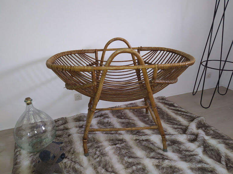 Vintage rattan cradle