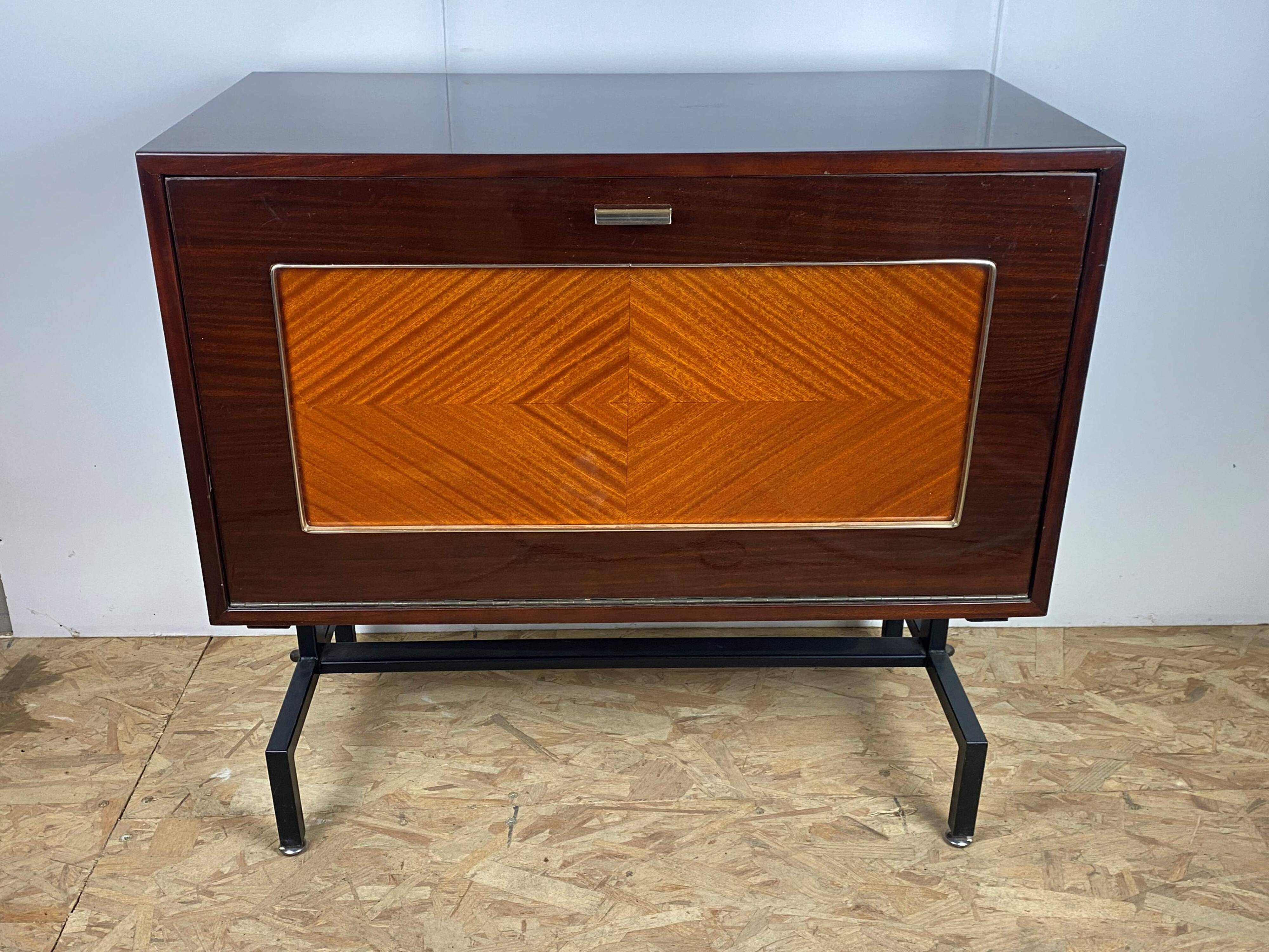 Vintage 50s tilting door storage bar cabinet